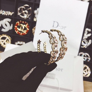 BÔNG TAI khoen đá đồng Dior