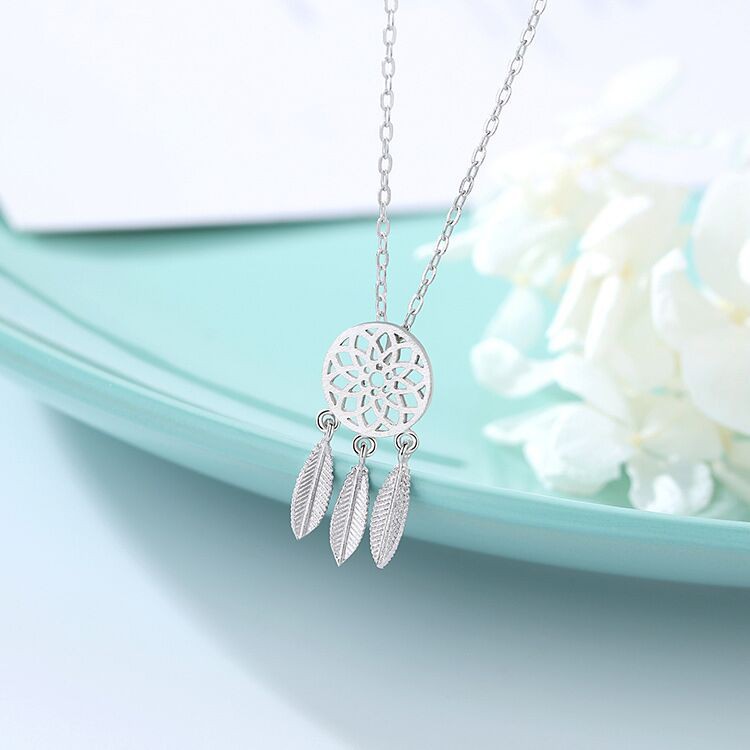 Dây chuyền xi bạc mặt hình dreamcatcher phối tua rua thời trang dành cho bạn nữ ANTA Jewelry - ATJ7016B