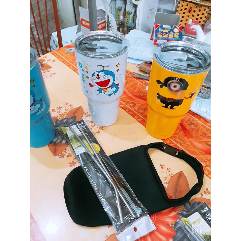 Ly giữ nhiệt inox 900ml tặng kèm túi 2 ống hút ,1 thanh cọ rửa | BigBuy360 - bigbuy360.vn