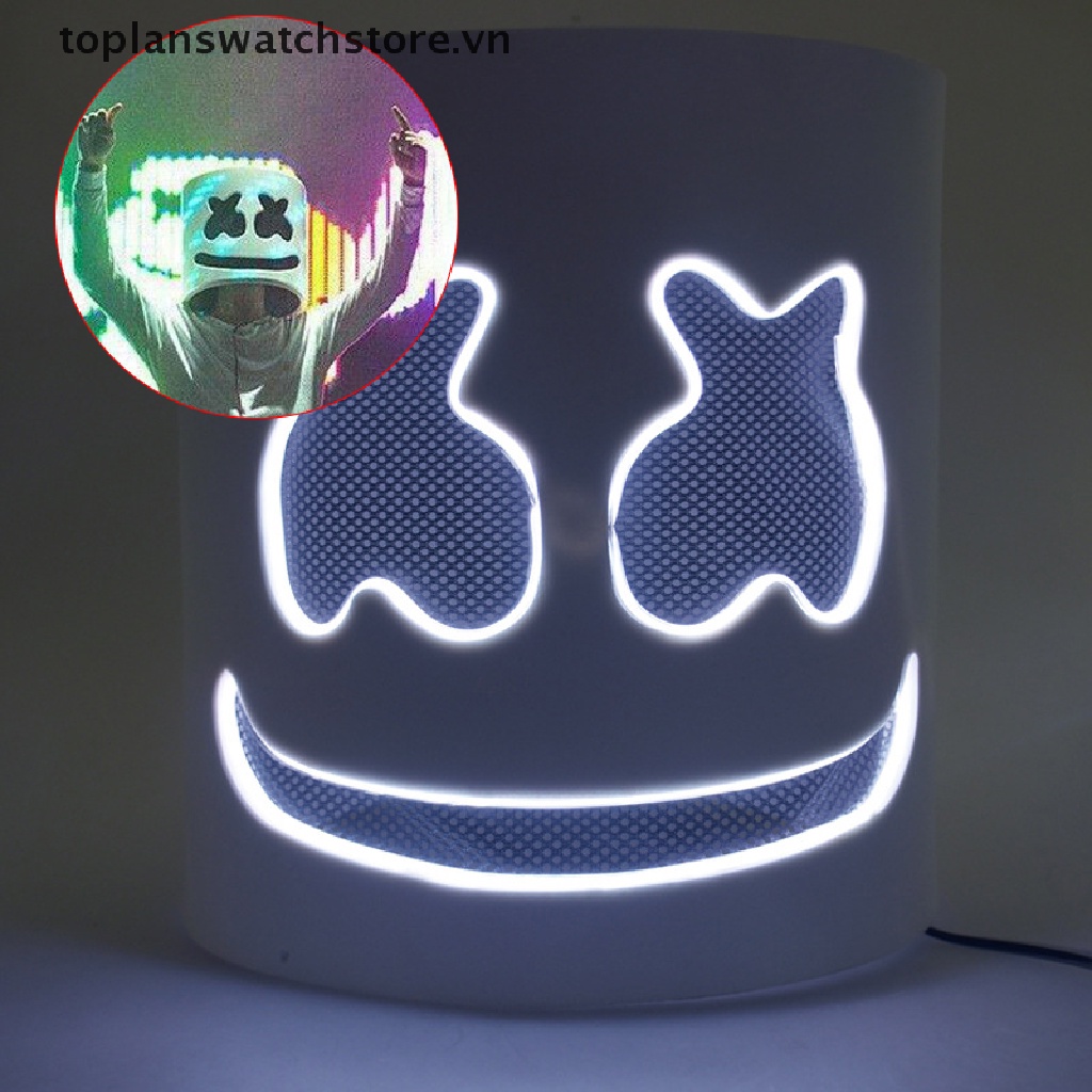 toplanswatchstore   Christmas LED Mask Full Head Music Marshmallow Helmet Cosplay