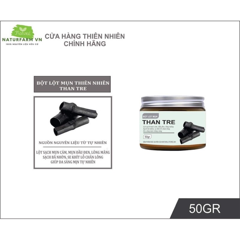 Bột lột mụn thiên nhiên trà xanh matcha & than tre 50gr - sạch mụn sáng da - Làm đẹp handmade