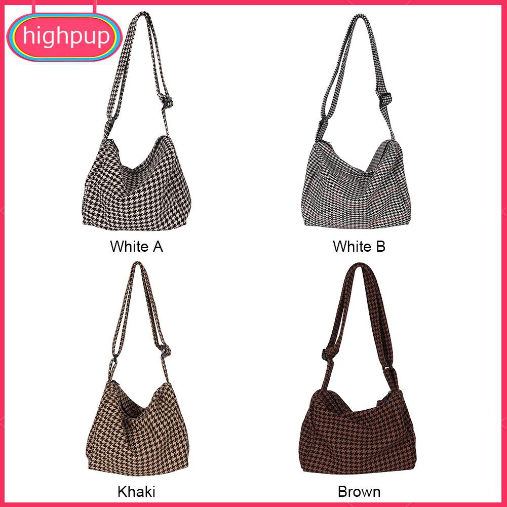 Túi Tote Đeo Vai Hoạ Tiết Sọc Ca-Rô Phong Cách Vintage