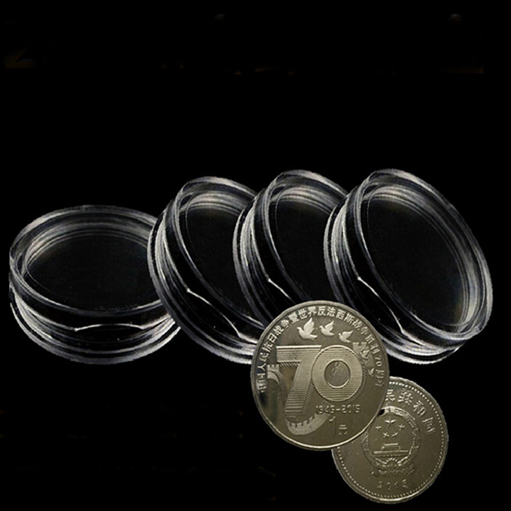 {HOT} 10pcs 25mm Applied Clear Round Cases Coin Storage Capsules Holder Round Plastic {refreshingsource1.vn}