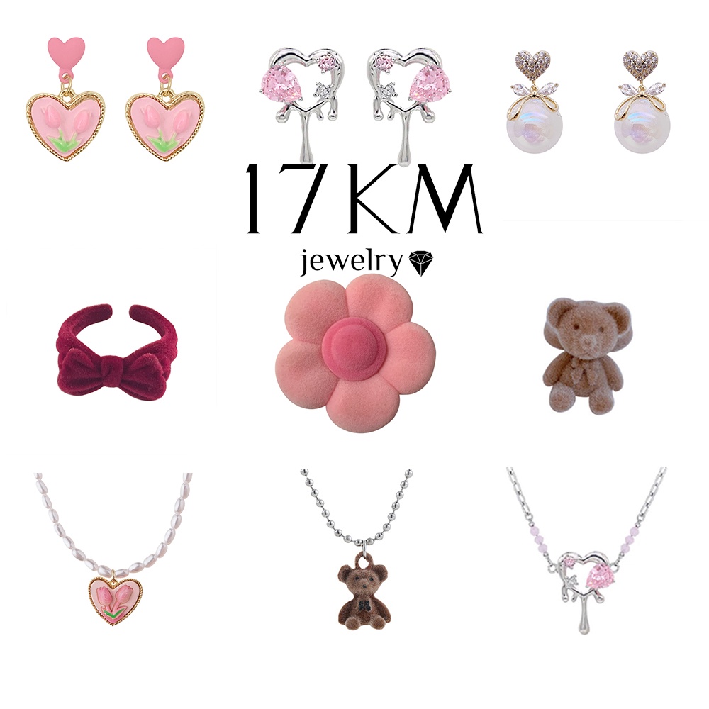 Khuyên tai/vòng cổ/nhẫn/hộp 17KM đính đá zircon thời trang tùy chọn dễ thương cho bạn thân