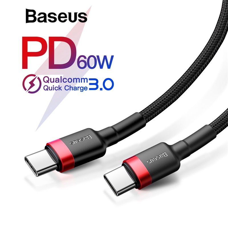 Cáp sạc Baseus Cafule Series 60W Type-C PD2.0 Cable Type-C to Type-C, sạc nhanh 3.0, truyền dữ liệu tốc độ cao 480Mbps