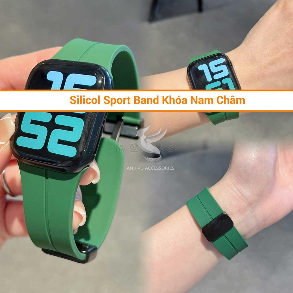 Dây cao su silicol Sport Band Khóa Nam Châm cực đẹp cho Đồng hồ thông minh, đủ size 38/40/41/42/44/45/49mm