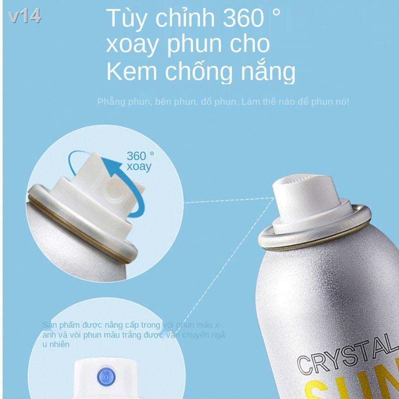 ▧◇Yuezhi s Secret Crystal Sunscreen Spray spf50 + Không thấm nước, làm mới, chống tia cực tím, cách ly cơ thể màu và tro