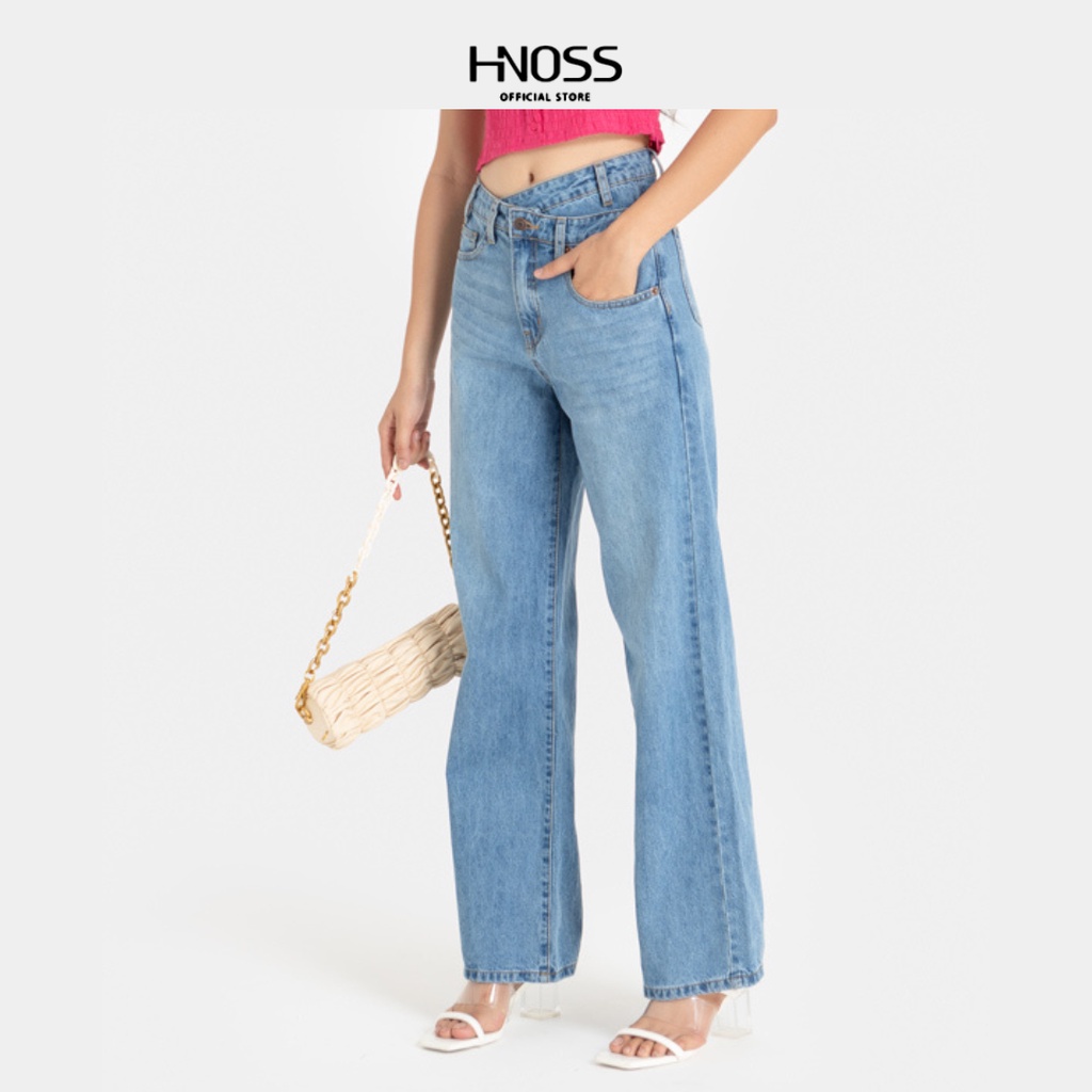 Quần Jeans Dài Thời Trang Nữ HNOSS Đắp Chéo Eo HNQDA015