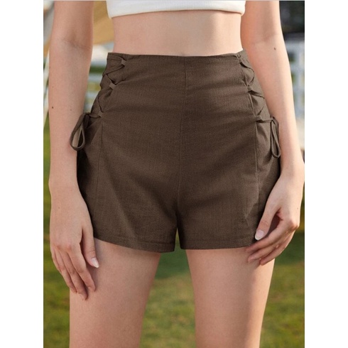 Quần Váy Nữ, Quần Short Nữ Ren lên Dây kéo màu trơn Bassic Phong Cách Hàn Quốc Siêu Đẹp QV812 B&T Fashion