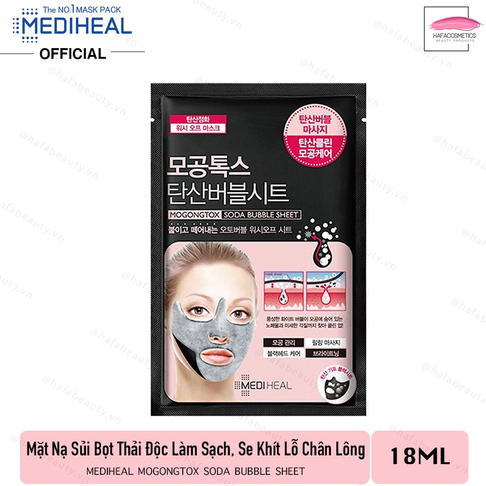 Mặt nạ sủi bọt thải độc làm sạch da và se khít lỗ chân lông Mediheal Mogongtox Soda Bubble Sheet 18ml