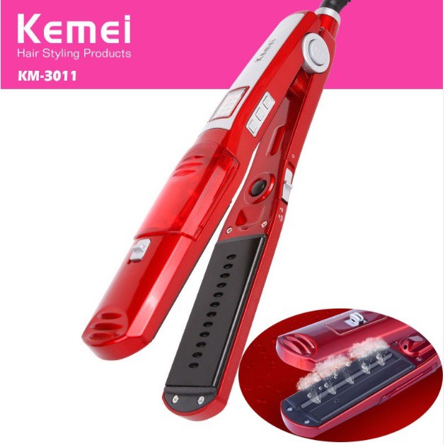 Máy Kẹp Thẳng Tóc Bằng Hơi Nước Kemei 3011