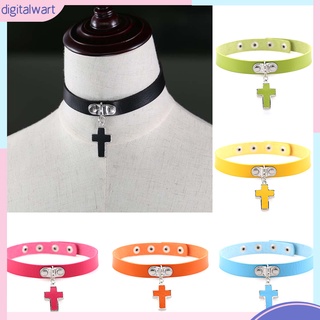Vòng Cổ Choker Giả Da Phối Mặt Chữ Thập Thời Trang Cá Tính Dành Cho Nữ