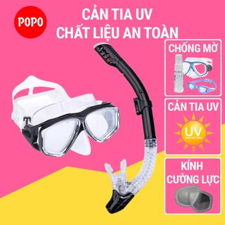 Mặt nạ lặn ống thở lặn biển mắt kính cường lực, cản tia UV, hạn chế sương mờ