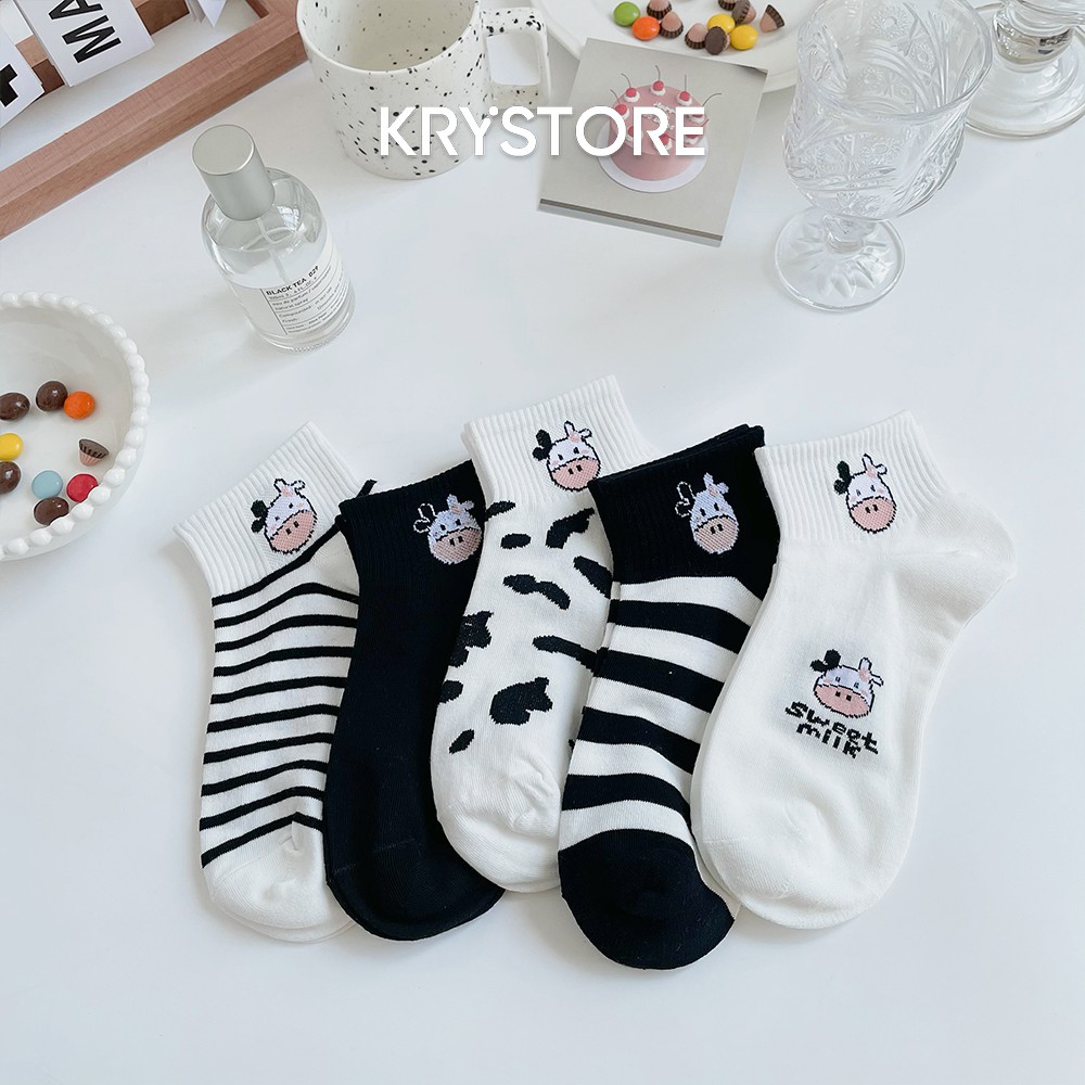 Tất bò sữa ngắn cổ chất đẹp hình cute dễ thương phong cách Hàn Quốc NC19
