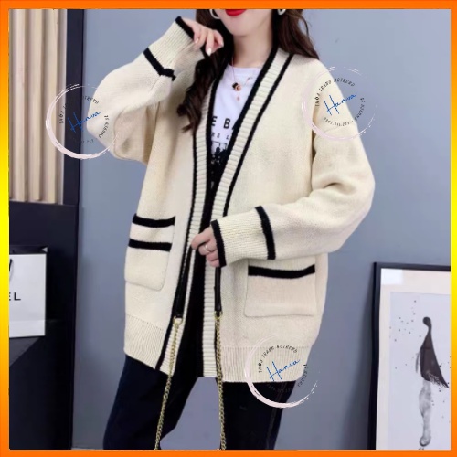 Áo Cardigan Len Nữ Trơn Phối Viền Form Rộng Chất Len Mịn Siêu Xinh Phong Cách Hàn Quốc