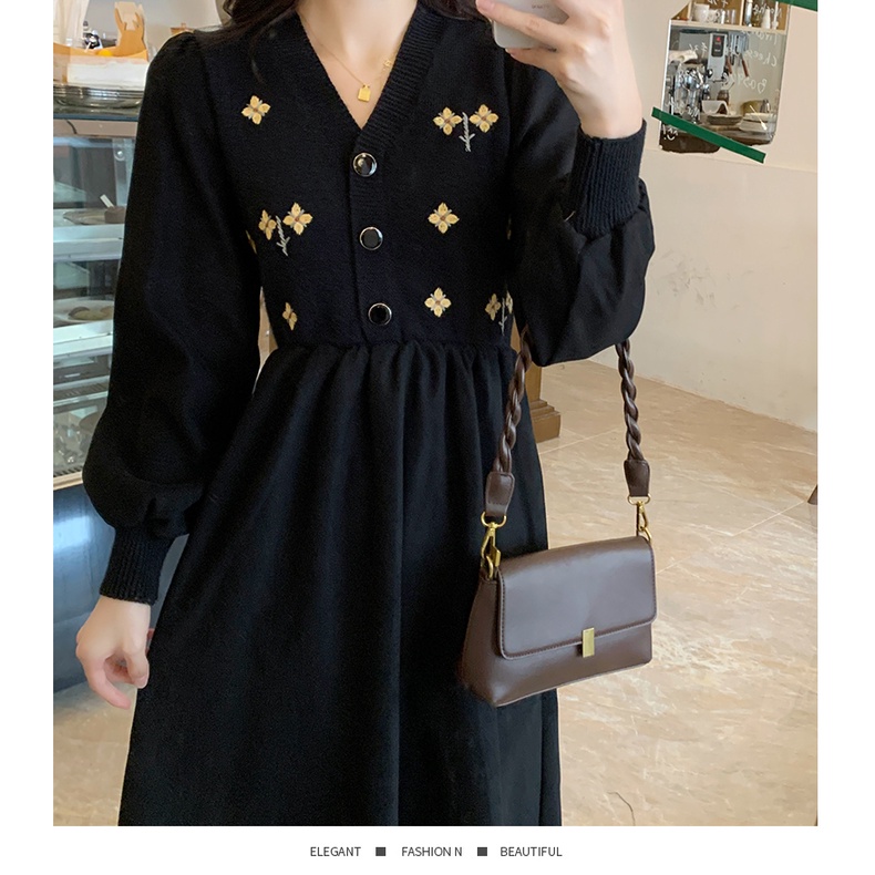 Đầm Perty cổ chữ V thiết kế mới thời trang Hàn Quốc cho nữ