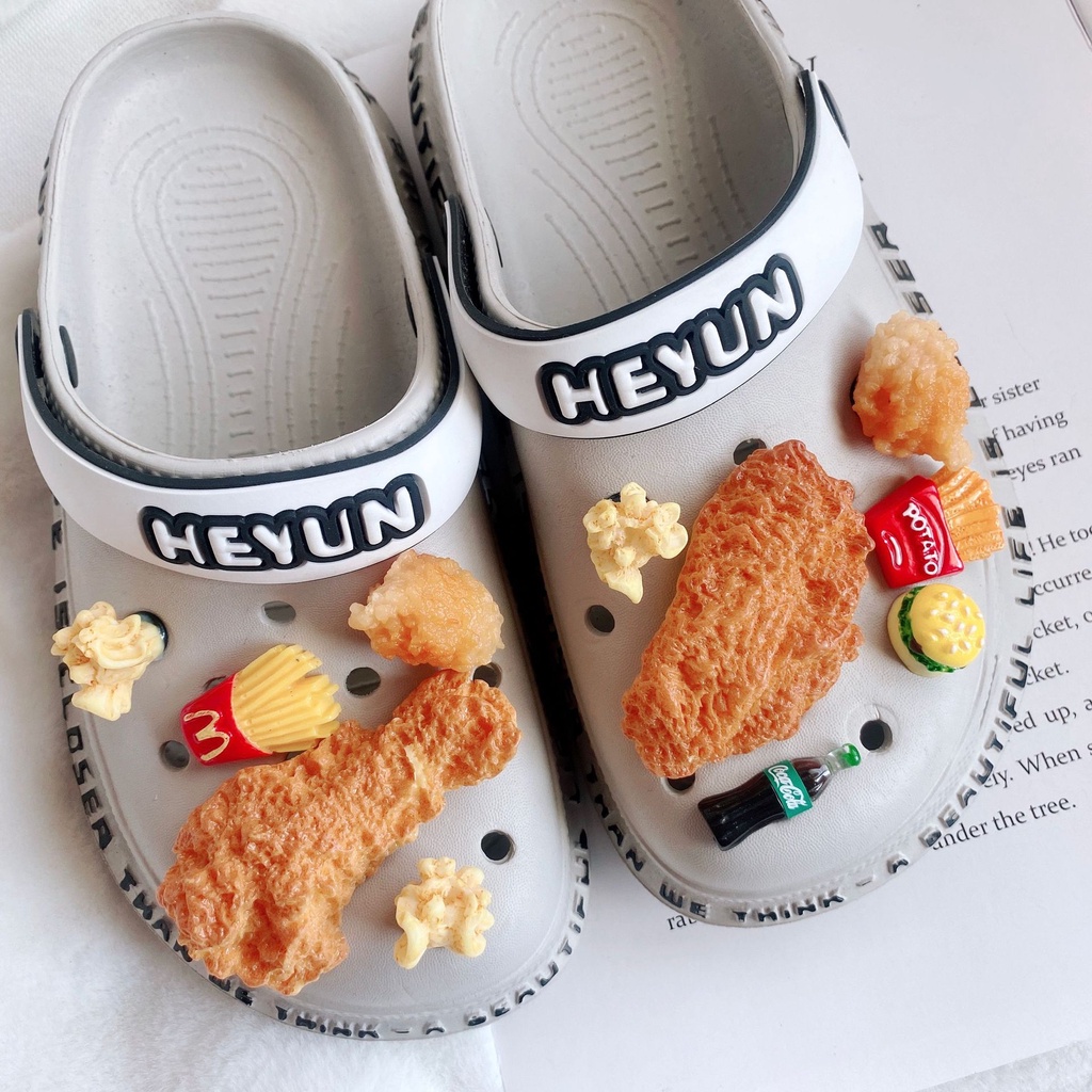 Bộ Phụ Kiện Ghim Trang Trí Giày Dép Hình Cánh Gà Rán Khoai Tây Hoạt Hình Cho Trẻ Em