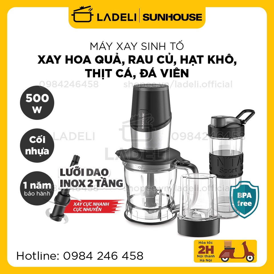 [Mã ELHA22 giảm 6% đơn 300K] Máy xay sinh tố SUNHOUSE SHD5340B công suất 500W đa năng xay được đá