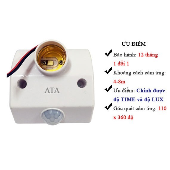 [Giao Hỏa Tốc Trong Ngày] Đui đèn cảm ứng ATA AT18