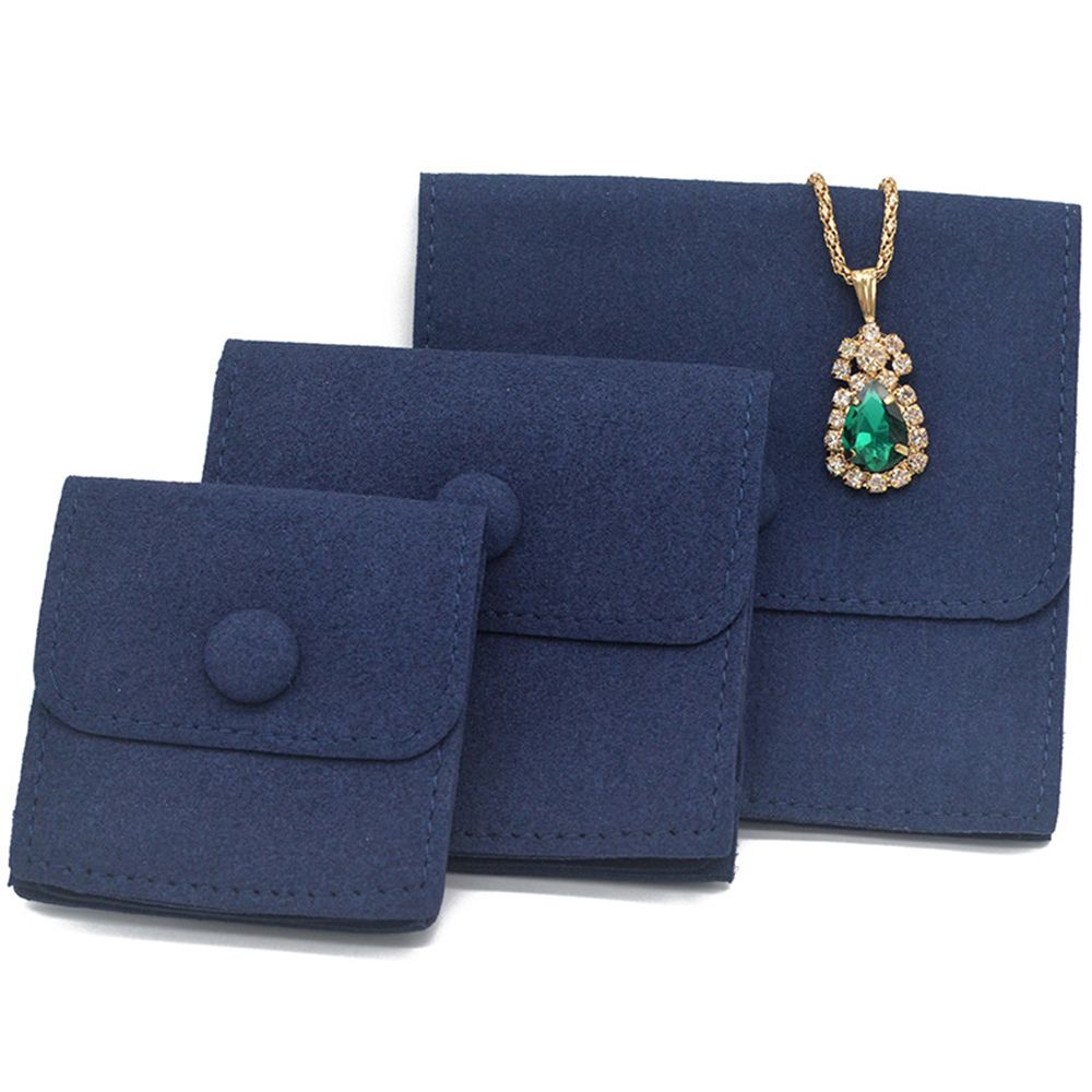 Túi nhung hai ngăn dày với nút chụp đựng vòng cổ trang sức chống bụi nhỏ gọn phù hợp làm quà tặng nhiều màu tùy chọn