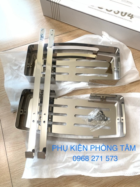 Kệ chữ nhật 2 tầng inox 304 - kệ thẳng 2 tầng