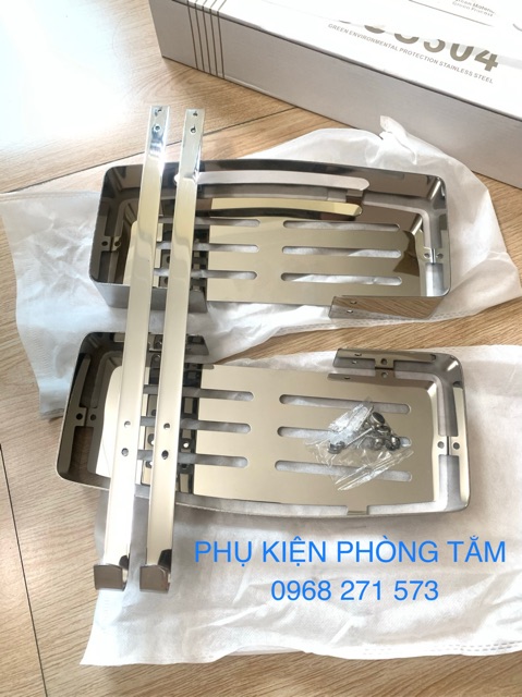 Kệ chữ nhật 2 tầng inox 304 - kệ thẳng 2 tầng