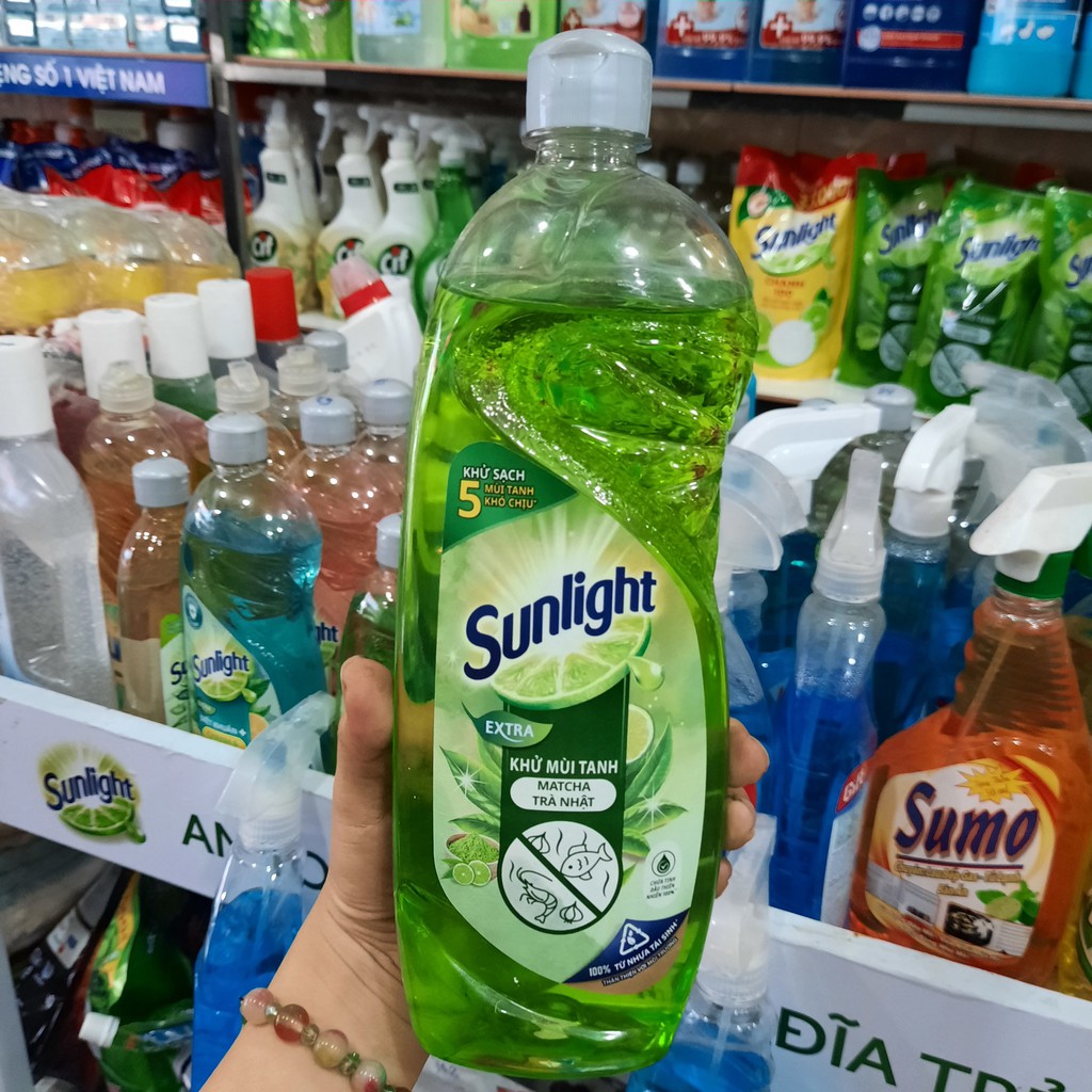 Nước Rửa Chén Khử Mùi Tanh Sunlight Matcha Trà Nhật chai 750g