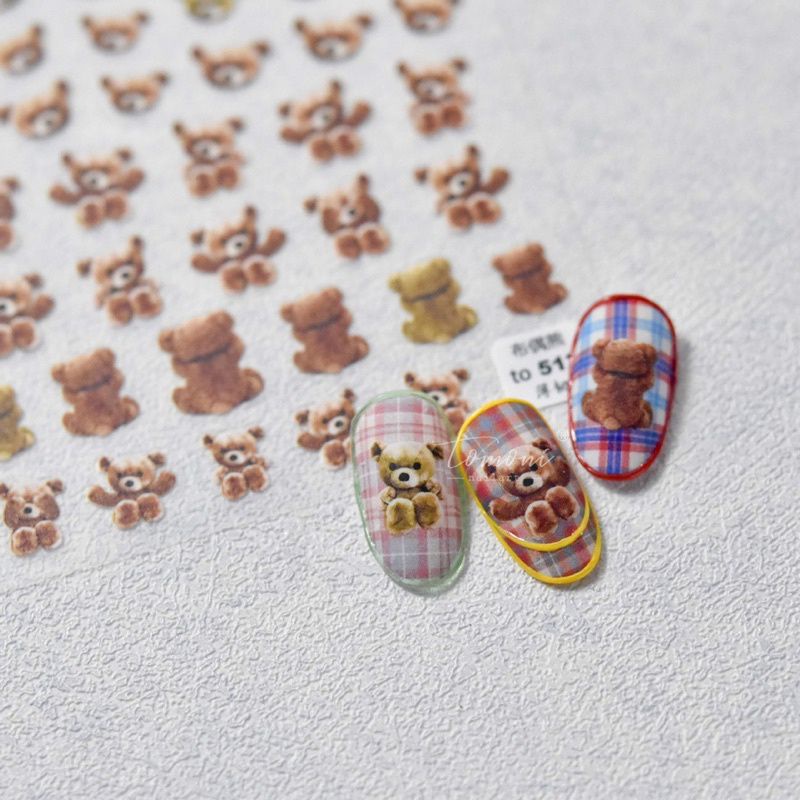 Sticker dán móng 5D cao cấp - Sticker gấu dâu