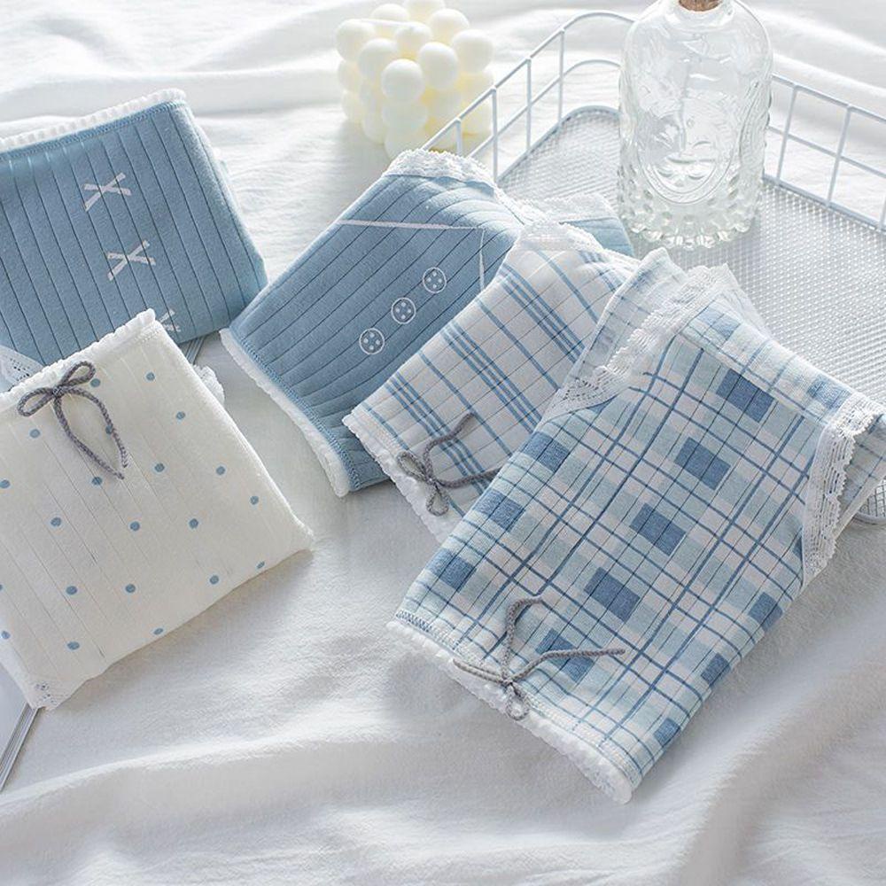 Quần Lót Cotton Lưng Vừa Kẻ Sọc / Chấm Bi Dễ Thương Cho Nữ