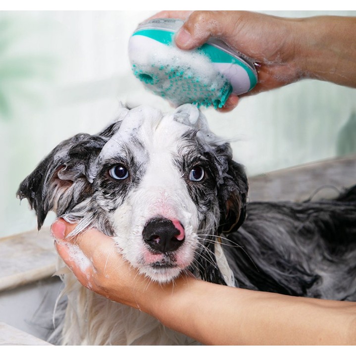 [Hàng chuẩn] Bàn chải tắm cho chó mèo hàng loại 1 - gai silicon mát-xa mềm mại không làm đau pet