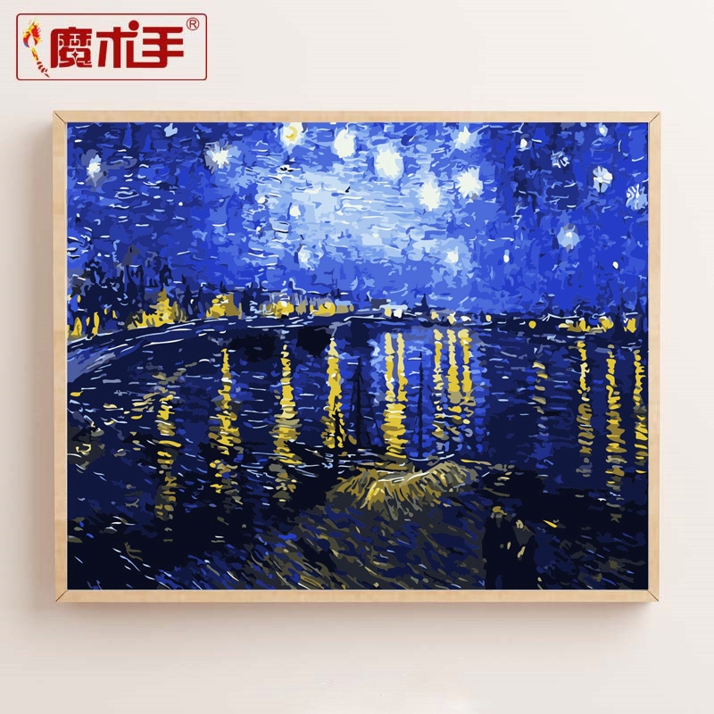 Entry-level diy digital oil painting Van Gogh series oil painting hand-painted decorative painting living room landscape flowers