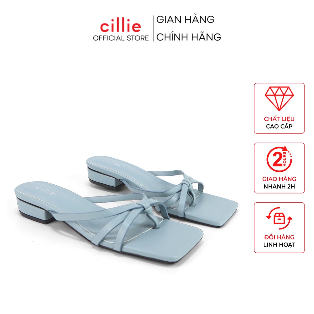 Guốc nữ đan dây xỏ ngón thời trang mũi vuông gót cao 2cm mang đi chơi đi dạo phố mang hàng ngày hottrend Cillie 1052