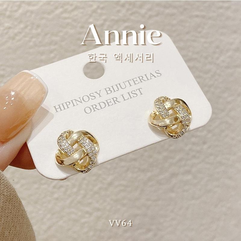Bông tai xoắn đính đá cao cấp thời trang dành cho nữ Annie - VV64