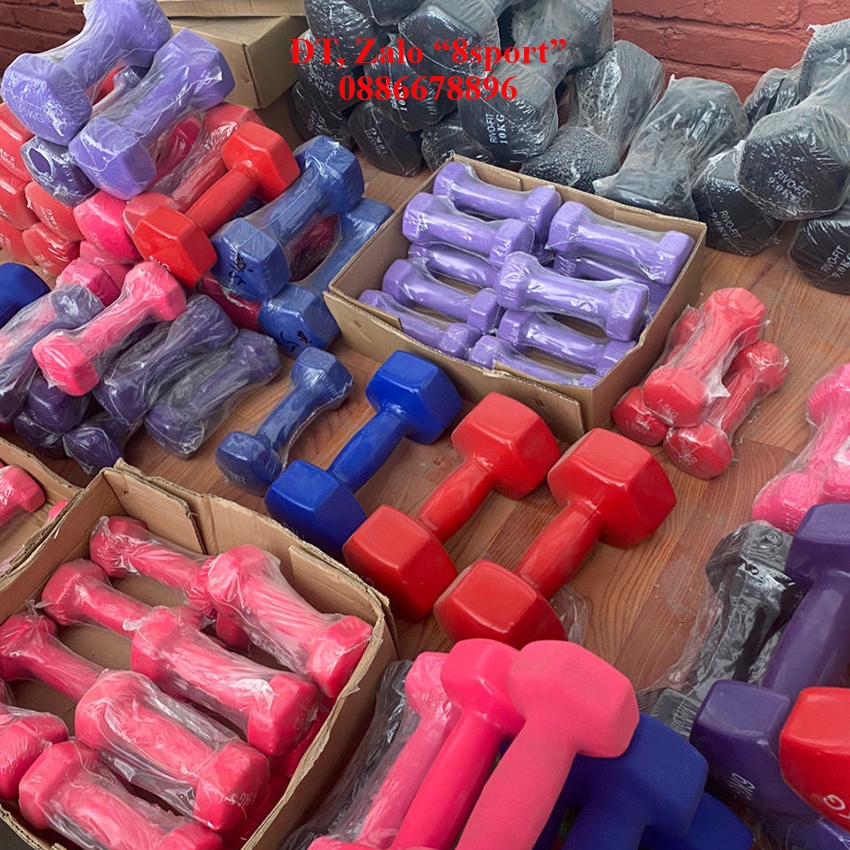 Tạ tay 3kg bọc cao su tự nhiên cao cấp, an toàn, tạ lõi gang đặc, thể dục, thể thao, gym, yoga, 8sport