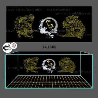 Tranh bộ 3d dán bể cá gồm tấm lưng và tấm đáy