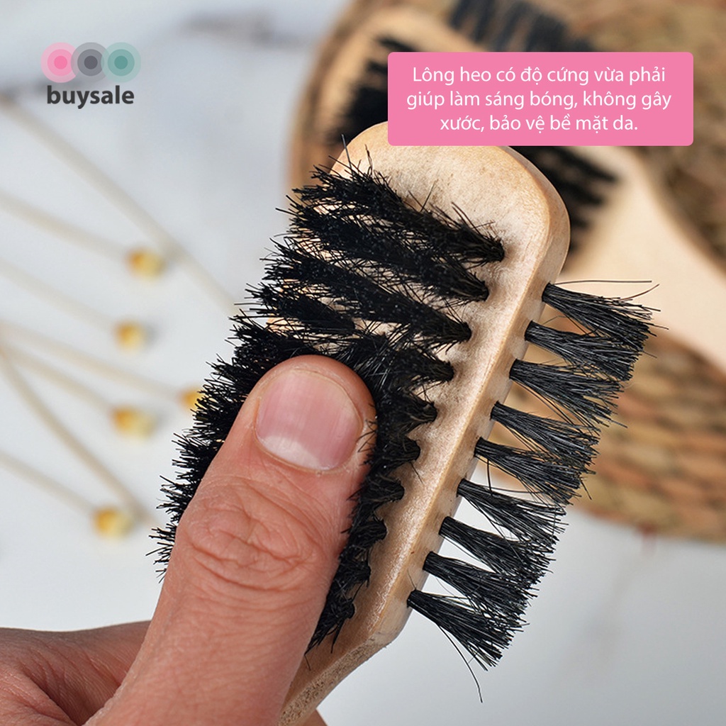 Bàn chải lông heo 3 mặt phù hợp cho vệ sinh giày, các vật dụng bằng da - BuySales - BSPK253
