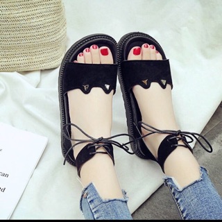 (Thanh lý đen sz37) Dép quai hậu mèo, buộc dây