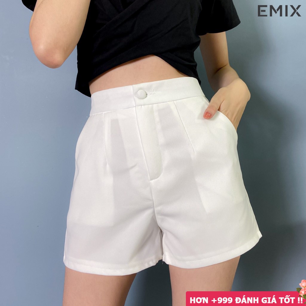 Quần sooc nữ cúc bọc màu đen, trắng dễ phối đồ đi chơi năng động kèm video ảnh thật | BigBuy360 - bigbuy360.vn