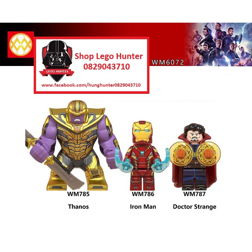 Lego Minifigures Bigfig Marvel Superheores siêu anh hùng ironman Doctor Strange Thanos WM 6072