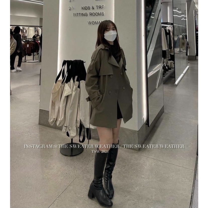 Áo Khoác Măng Tô Dáng Dài Hàn Quốc Kèm Đai