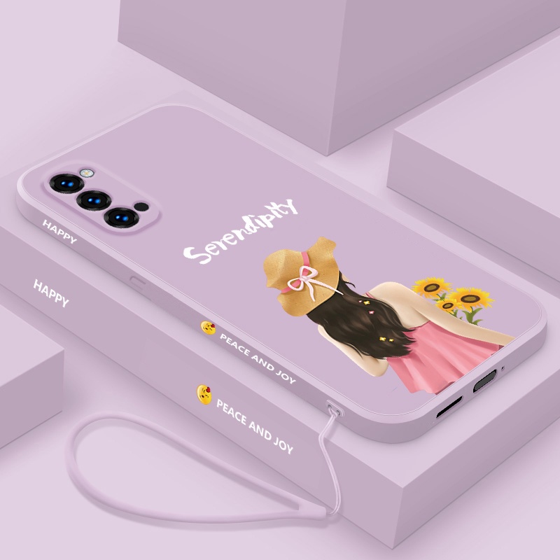 Ốp Điện Thoại Silicon In Hình Nhân Vật Hoạt Hình Có Dây Đeo Cho oppo reno 4 reno 5 reno 3