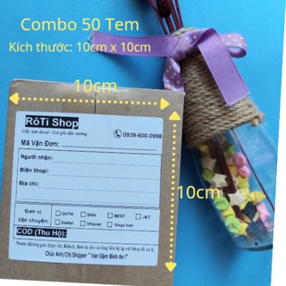 50 Tem Phiếu Giao Hàng In Sẵn Thông Tin Kích Thước 10x10cm