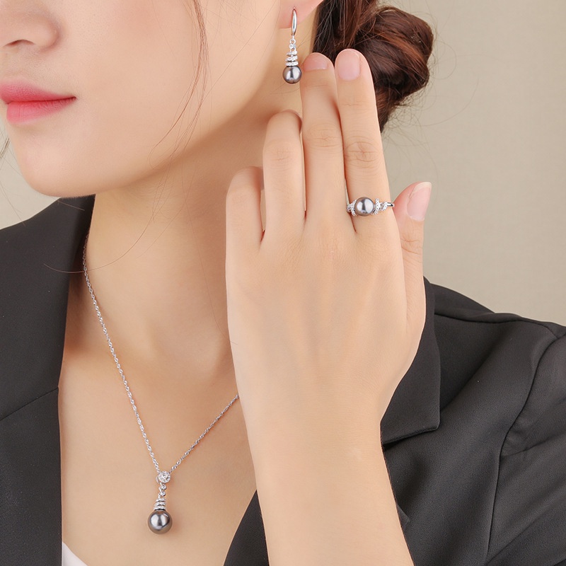 Bộ Trang Sức Ngọc Trai nuôi nước ngọt màu đen huyền bí khảm bạc 925 đá zircon sang trọng BNJ211 - Bảo Ngọc Jewelry