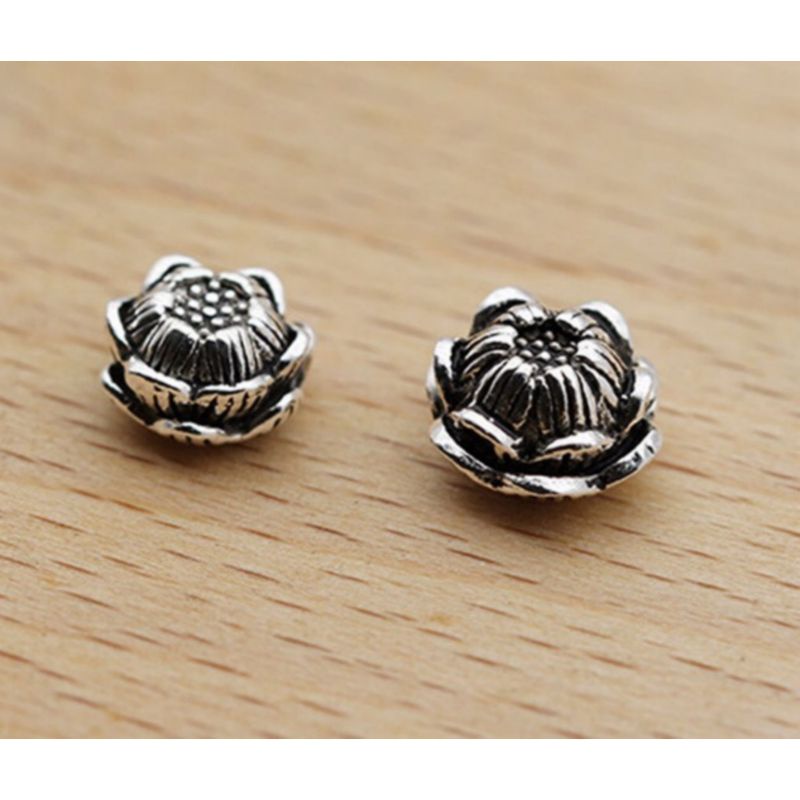 Charm Bông sen bạc thái nhà phật làm vòng đẹp