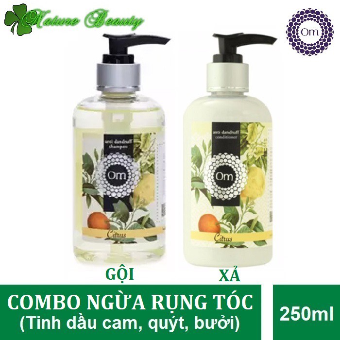 Cặp dầu gội, xả ngăn rụng tóc Citrus Om Fountain tinh dầu Cam Quýt Bưởi