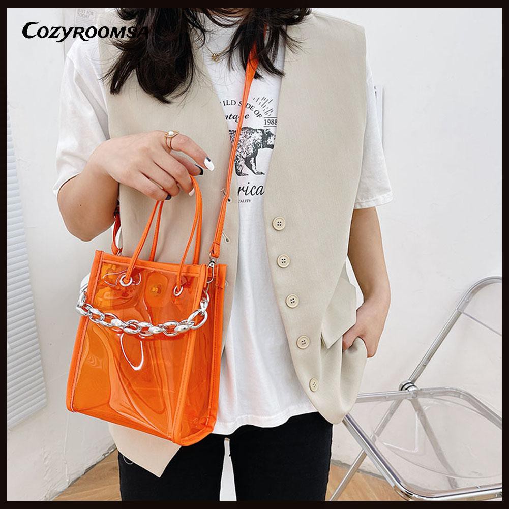Fashion Women Summer Clear Shoulder Bag Casual Chian Top-handle Handbags