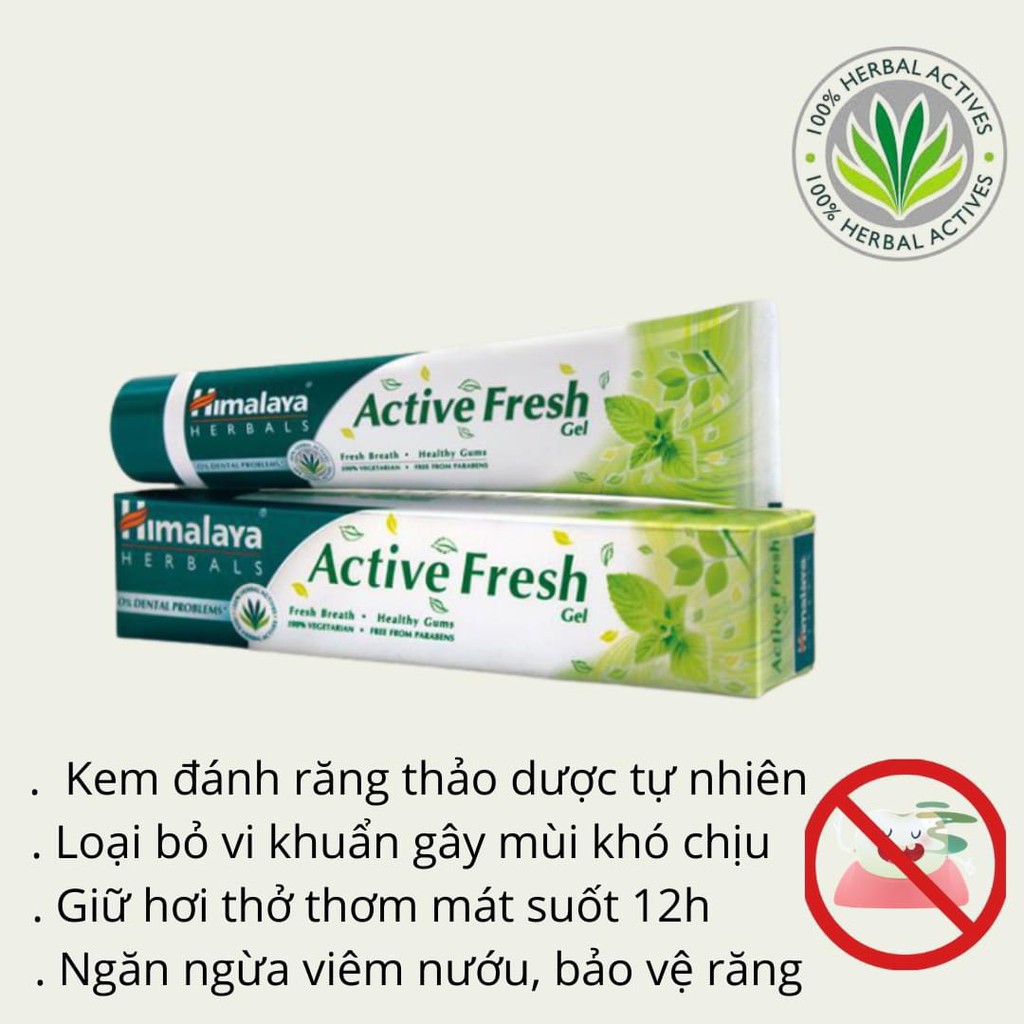 Kem đáng răng Himalaya Thơm miệng, bảo vệ răng lợi Active Fresh