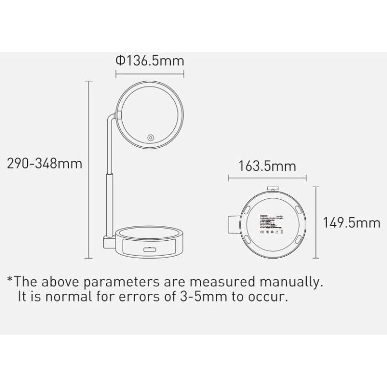 Gương Trang Điểm Có Đèn Led Để Bàn Baseus 3 Trong 1 Giữa Đèn, Gương Trang Điểm Và Hộp Đựng Mỹ Phẩm - TopLink