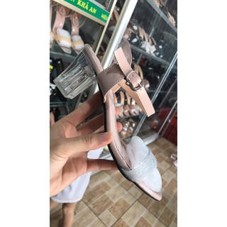 Giày 5p gót trong đính đá