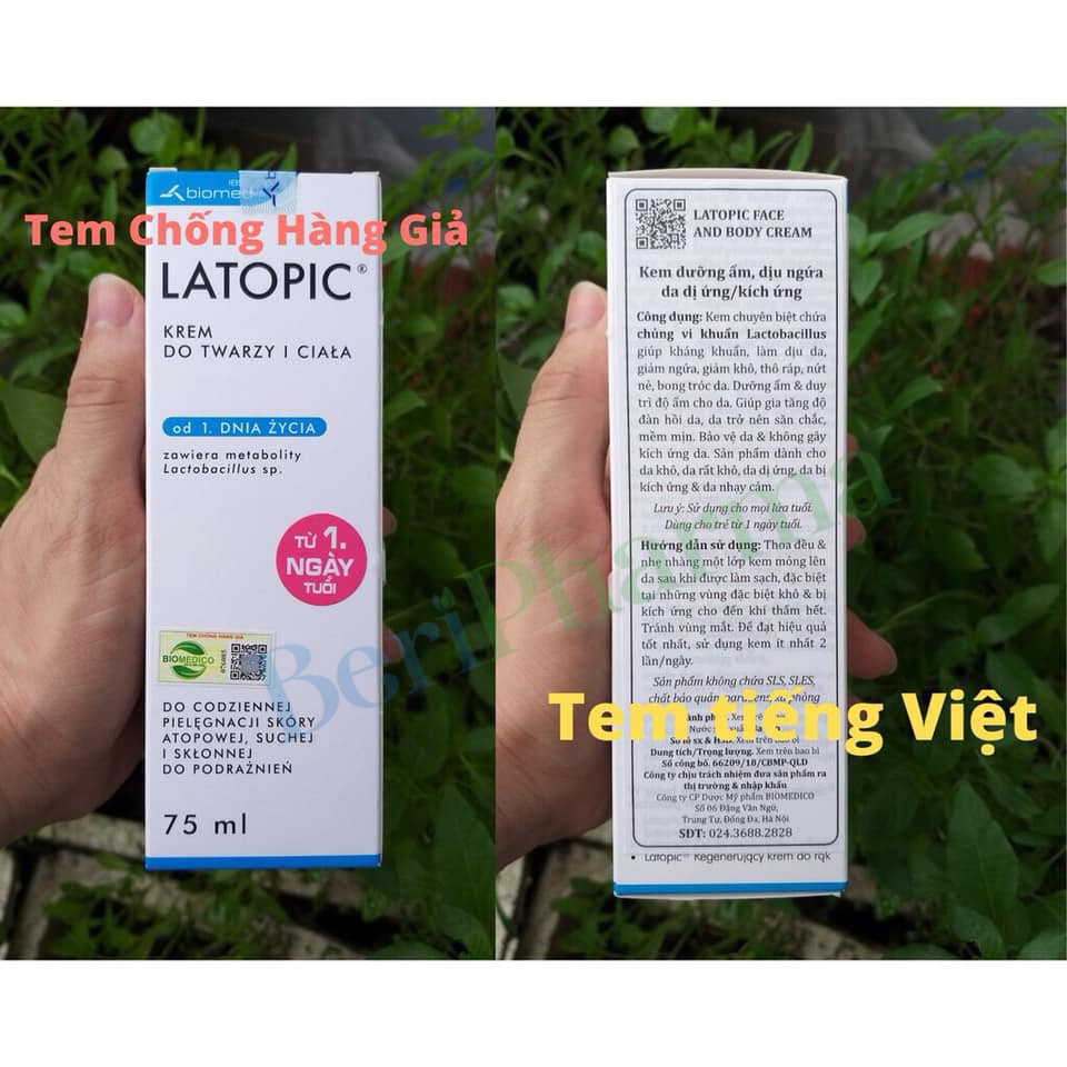 Latopic Face And Body Cream - Kem dưỡng ẩm cho trẻ sơ sinh, dịu ngứa cho da dị ứng, kích ứng